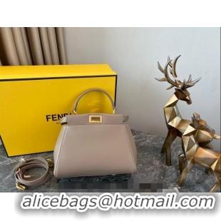 Super Quality Fendi Peekaboo Mini Bag in Lambskin Leather FE244 Beige/Gold 2023