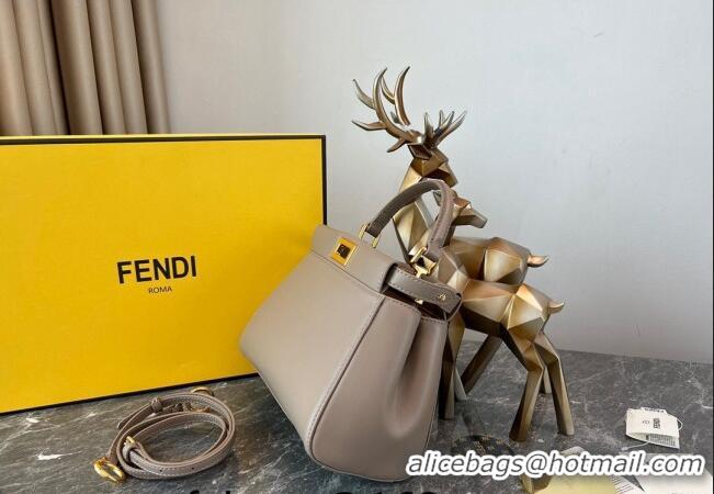 Super Quality Fendi Peekaboo Mini Bag in Lambskin Leather FE244 Beige/Gold 2023