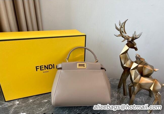 Super Quality Fendi Peekaboo Mini Bag in Lambskin Leather FE244 Beige/Gold 2023