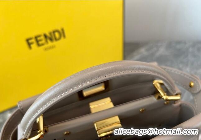 Super Quality Fendi Peekaboo Mini Bag in Lambskin Leather FE244 Beige/Gold 2023