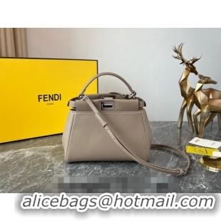 Luxurious Fendi Peekaboo Mini Bag in Lambskin Leather FE244 Beige/Silver 2023