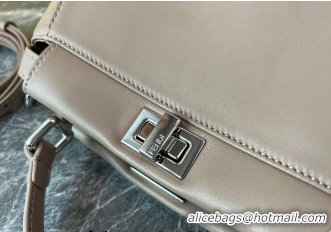 Luxurious Fendi Peekaboo Mini Bag in Lambskin Leather FE244 Beige/Silver 2023