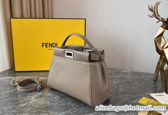 Luxurious Fendi Peekaboo Mini Bag in Lambskin Leather FE244 Beige/Silver 2023