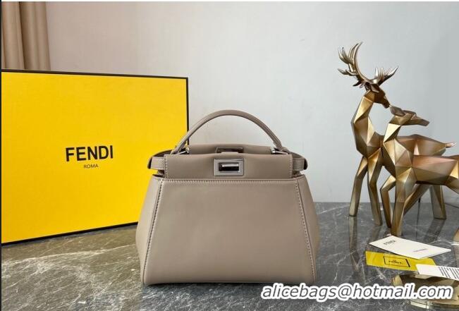 Luxurious Fendi Peekaboo Mini Bag in Lambskin Leather FE244 Beige/Silver 2023