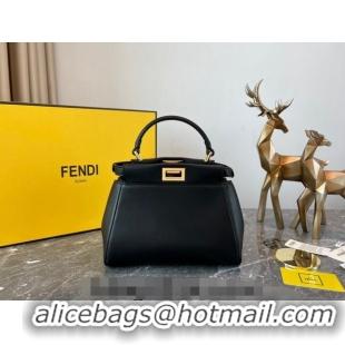 Famous Brand Fendi Peekaboo Mini Bag in Lambskin Leather FE244 Black 2023