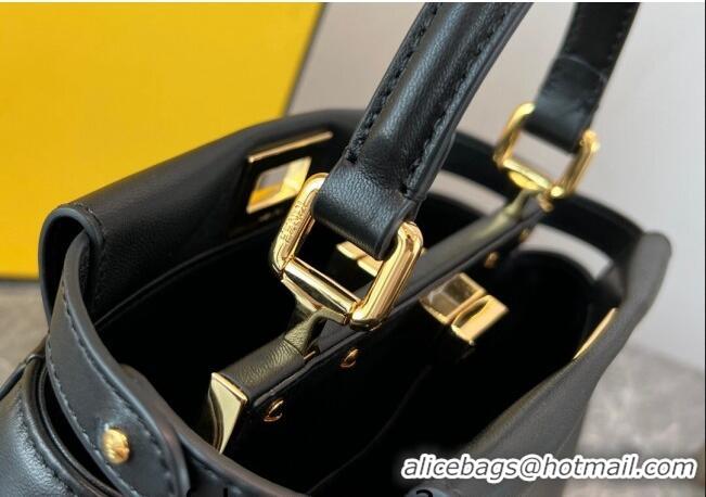 Famous Brand Fendi Peekaboo Mini Bag in Lambskin Leather FE244 Black 2023