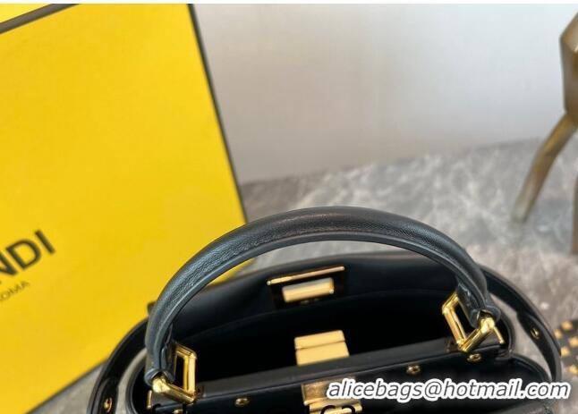 Famous Brand Fendi Peekaboo Mini Bag in Lambskin Leather FE244 Black 2023