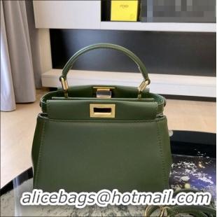 Famous Brand Fendi Peekaboo Mini Bag in Lambskin Leather FE244 Green 2023