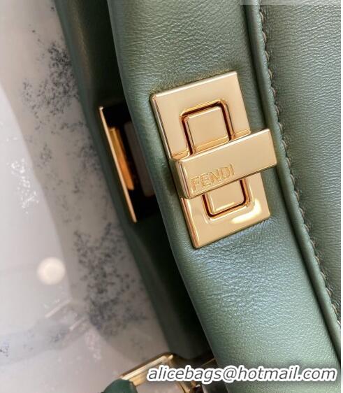 Famous Brand Fendi Peekaboo Mini Bag in Lambskin Leather FE244 Green 2023