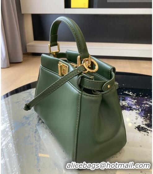 Famous Brand Fendi Peekaboo Mini Bag in Lambskin Leather FE244 Green 2023