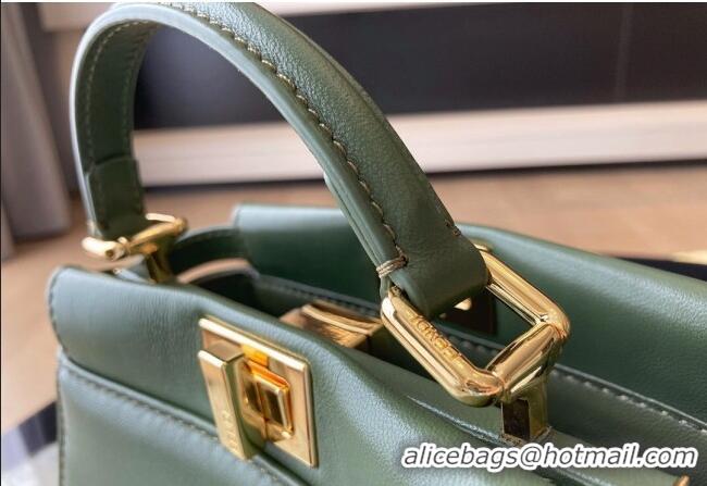 Famous Brand Fendi Peekaboo Mini Bag in Lambskin Leather FE244 Green 2023