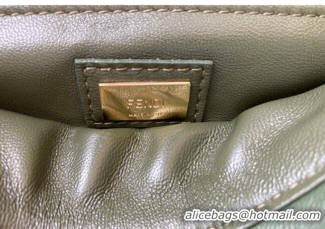 Famous Brand Fendi Peekaboo Mini Bag in Lambskin Leather FE244 Green 2023