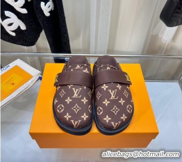 Perfect Louis Vuitton LV Cosy Flat Comfort Clog Mules in Monogram Wool Brown 106068