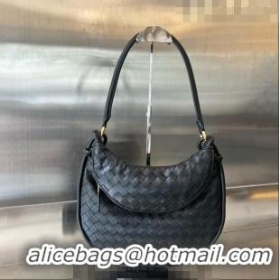 Inexpensive Bottega Veneta Medium Gemelli Shoulder Bag in Intrecciato Leather 764281 Black 2023