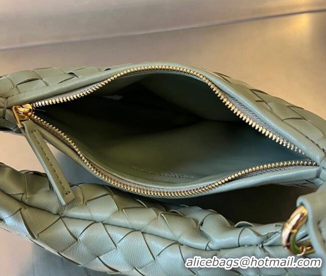 Top Grade Bottega Veneta Small Gemelli Shoulder Bag in Intrecciato Leather 776764 Travertine Green 2023