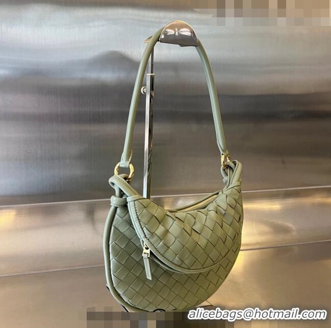 Top Grade Bottega Veneta Small Gemelli Shoulder Bag in Intrecciato Leather 776764 Travertine Green 2023