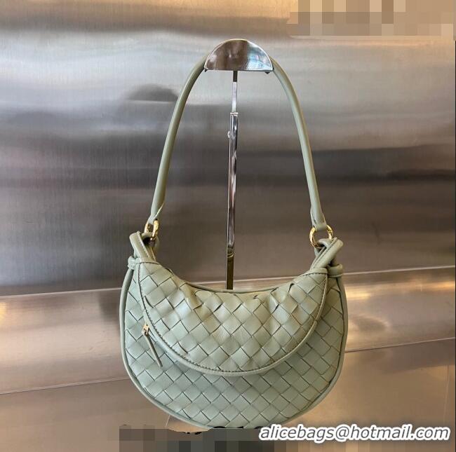 Top Grade Bottega Veneta Small Gemelli Shoulder Bag in Intrecciato Leather 776764 Travertine Green 2023