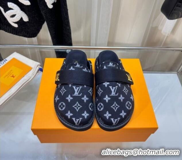 Most Popular Louis Vuitton LV Cosy Flat Comfort Clog Mules in Monogram Wool Dark Denim Blue 106069