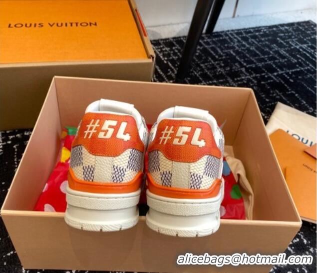 Sophisticated Louis Vuitton LV Trainer Sneakers in Damier Canvas Orange 106071