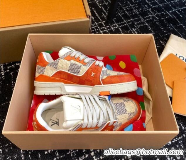 Sophisticated Louis Vuitton LV Trainer Sneakers in Damier Canvas Orange 106071