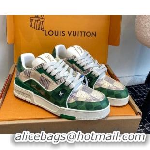 Best Price Louis Vuitton LV Trainer Sneakers in Damier Canvas Green 106072