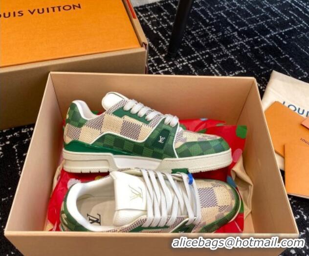 Best Price Louis Vuitton LV Trainer Sneakers in Damier Canvas Green 106072