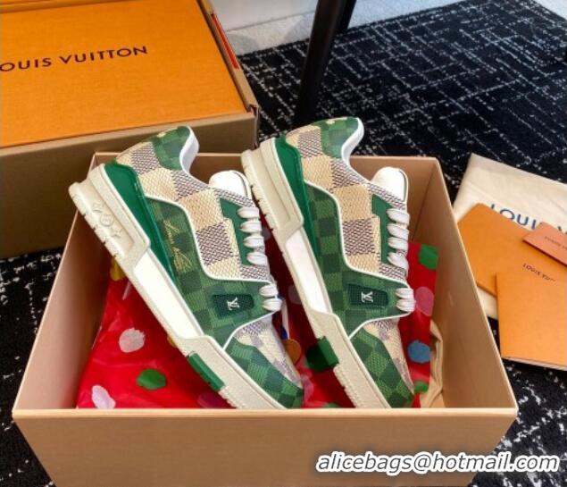 Best Price Louis Vuitton LV Trainer Sneakers in Damier Canvas Green 106072