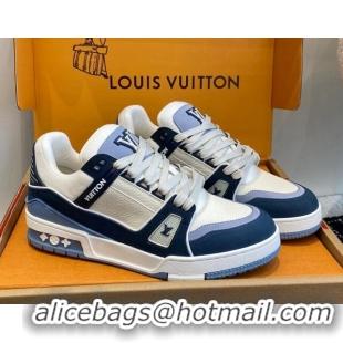 Best Price Louis Vuitton LV Trainer Sneakers in Calf Leather Navy Blue 106073