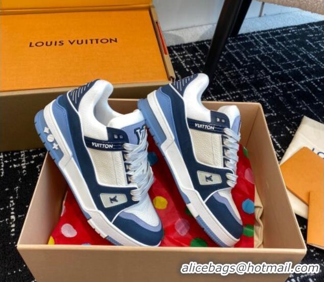 Best Price Louis Vuitton LV Trainer Sneakers in Calf Leather Navy Blue 106073