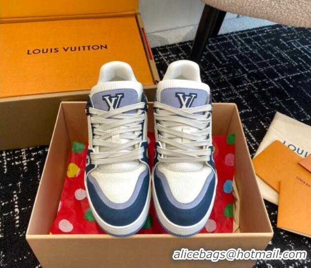 Best Price Louis Vuitton LV Trainer Sneakers in Calf Leather Navy Blue 106073