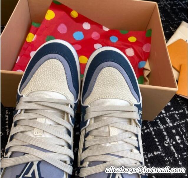 Best Price Louis Vuitton LV Trainer Sneakers in Calf Leather Navy Blue 106073