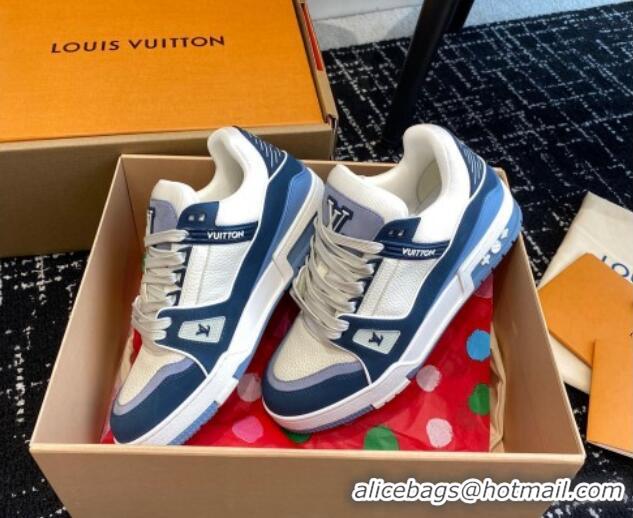 Best Price Louis Vuitton LV Trainer Sneakers in Calf Leather Navy Blue 106073