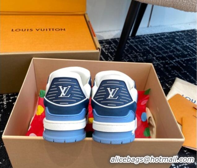 Best Price Louis Vuitton LV Trainer Sneakers in Calf Leather Navy Blue 106073