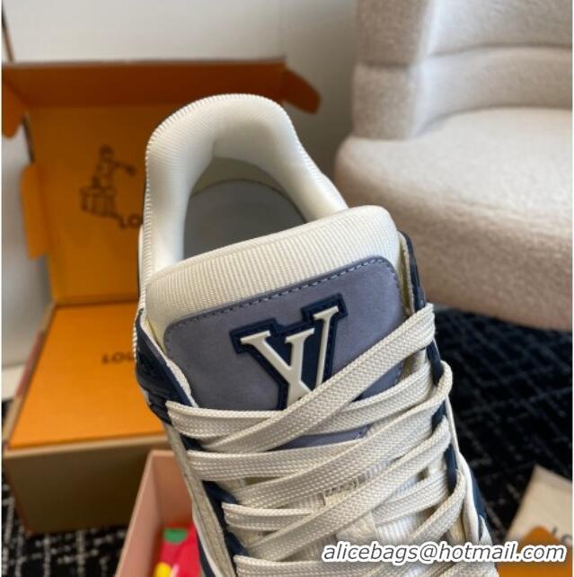 Best Price Louis Vuitton LV Trainer Sneakers in Calf Leather Navy Blue 106073