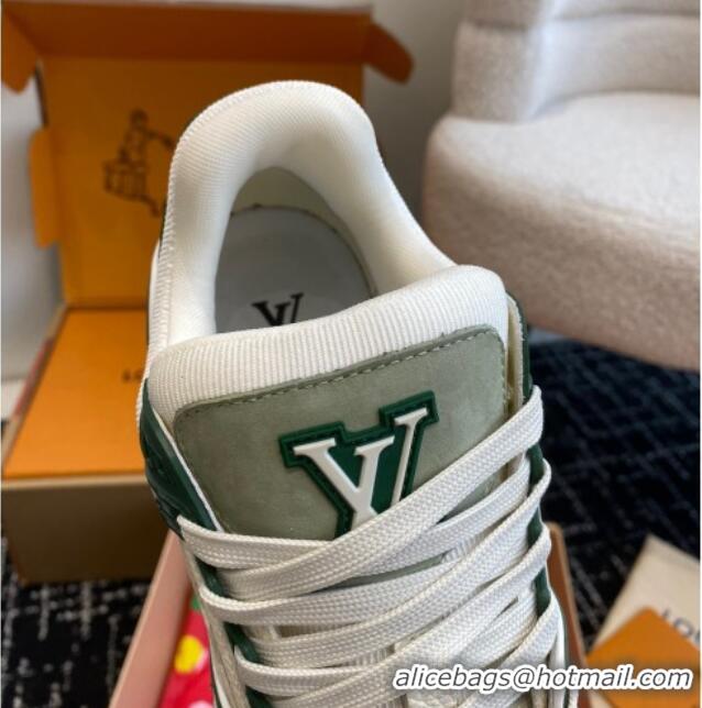 Best Grade Louis Vuitton LV Trainer Sneakers in Calf Leather Green 106074