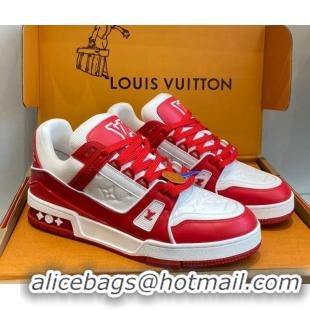 Trendy Design Louis Vuitton LV Trainer Sneakers in Calf Leather Red 106075