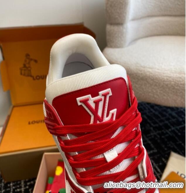 Trendy Design Louis Vuitton LV Trainer Sneakers in Calf Leather Red 106075