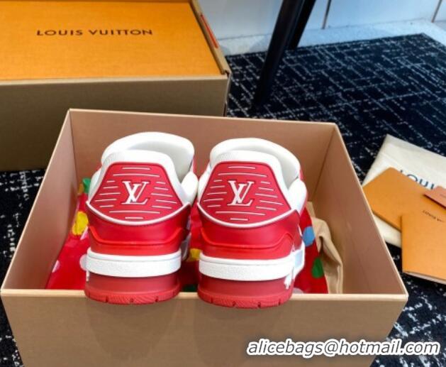 Trendy Design Louis Vuitton LV Trainer Sneakers in Calf Leather Red 106075