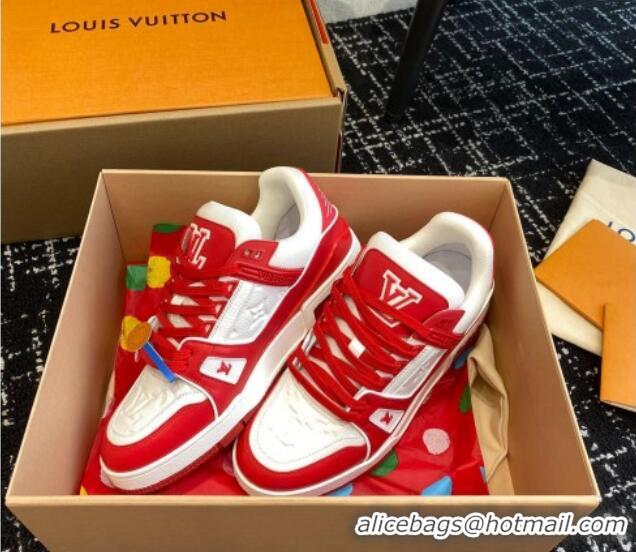 Trendy Design Louis Vuitton LV Trainer Sneakers in Calf Leather Red 106075