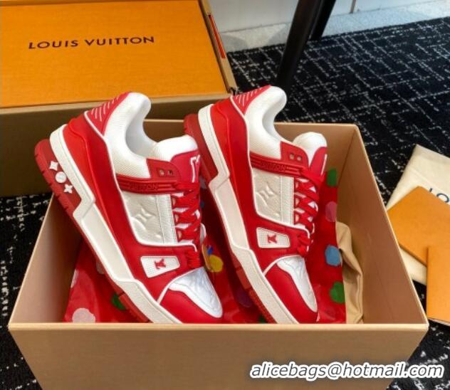 Trendy Design Louis Vuitton LV Trainer Sneakers in Calf Leather Red 106075