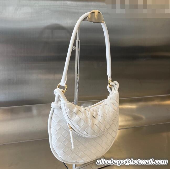 Big Discount Bottega Veneta Small Gemelli Shoulder Bag in Intrecciato Leather 776764 White 2023