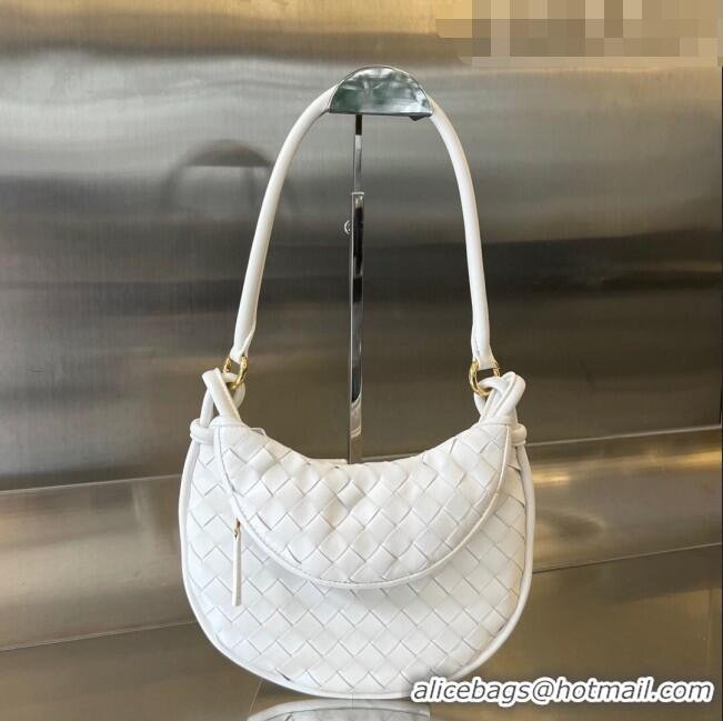 Big Discount Bottega Veneta Small Gemelli Shoulder Bag in Intrecciato Leather 776764 White 2023