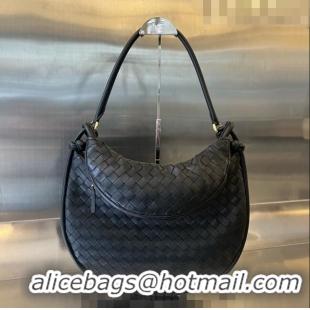 Famous Brand Bottega Veneta Large Gemelli Shoulder Bag in Intrecciato Leather 764053 Black 2023