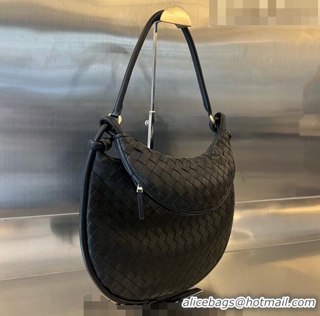 Famous Brand Bottega Veneta Large Gemelli Shoulder Bag in Intrecciato Leather 764053 Black 2023