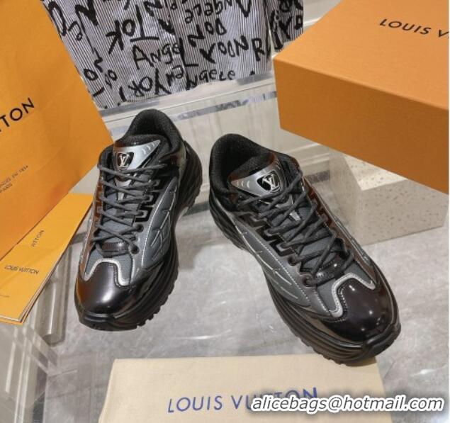 Grade Louis Vuitton Men's LV Discovery Lace Up Sneakers Black 107001