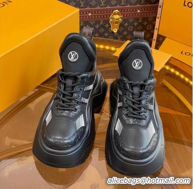 Top Grade Louis Vuitton LV Archlight 2.0 Platform Sneakers in Calf Leather and Mesh Black 121002