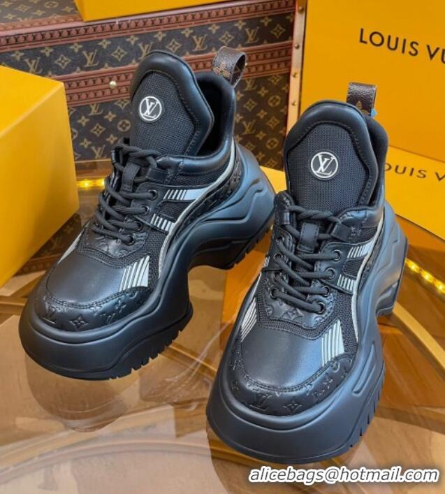 Top Grade Louis Vuitton LV Archlight 2.0 Platform Sneakers in Calf Leather and Mesh Black 121002