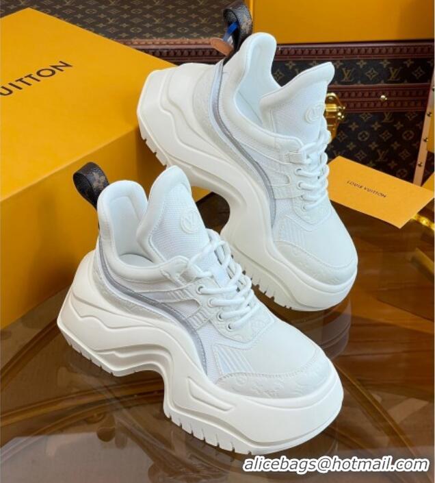 Good Quality Louis Vuitton LV Archlight 2.0 Platform Sneakers in Calf Leather and Mesh White 121003