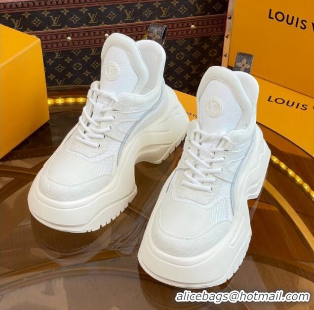 Good Quality Louis Vuitton LV Archlight 2.0 Platform Sneakers in Calf Leather and Mesh White 121003