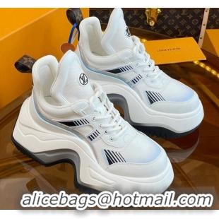 Good Looking Louis Vuitton LV Archlight 2.0 Platform Sneakers in Calf Leather and Mesh White/Light Blue 121004